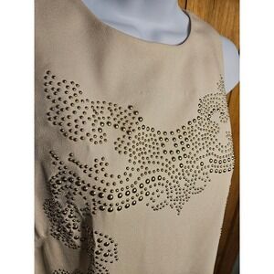Lush Sz M Ecru Gold Studded Western Embellished Tank Dress Sleeveless #581‎